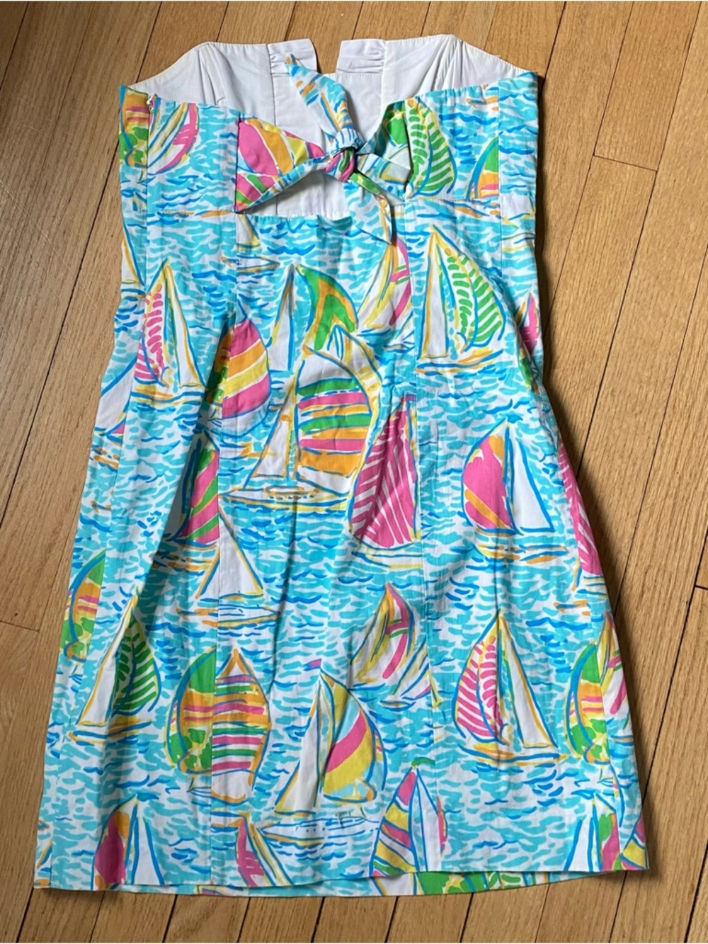 Lilly Pulitzer Dress Women’s 4 Franco Strapless In You Gotta Regatta Sailboats - Picture 3 of 12
